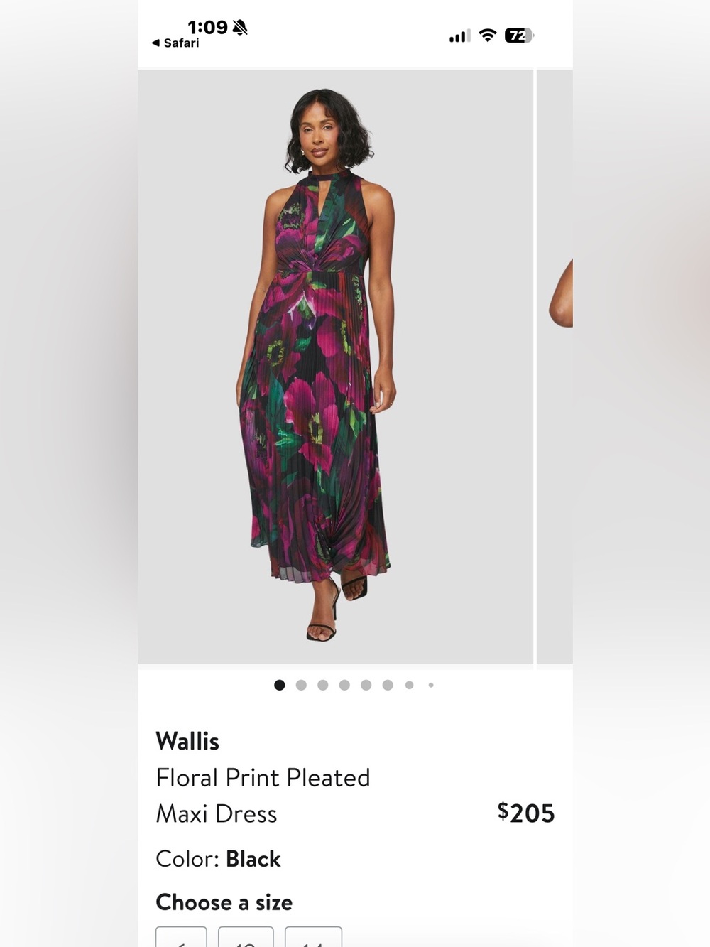Wallis rich Plum and Green Floral Pleated Maxi Dress.
Nordstrom purchase